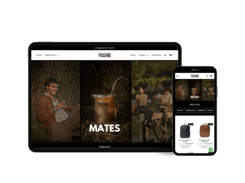 E-commerce mates y bolsos de cuero — Accesorios premium