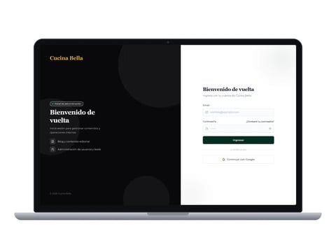 Cucina Bella — Plataforma de gestión a medida